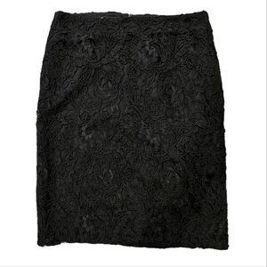 NEW Talbots Black Crochet Lace Overlay Pencil Skirt 4P 4 Petite